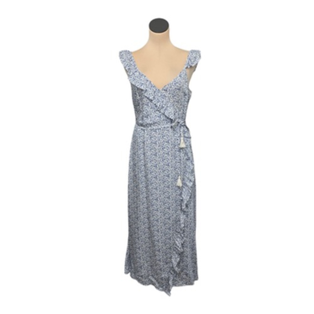 Madewell Dress Womens 6 Floral Ruffle Wrap Maxi Sleeveless Boho Summer
